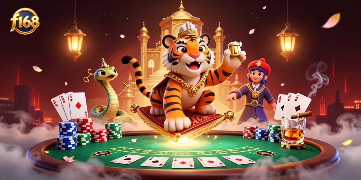 Experience thrilling gameplay with f168's extravagant casino scene featuring a sultan and rich rewards.