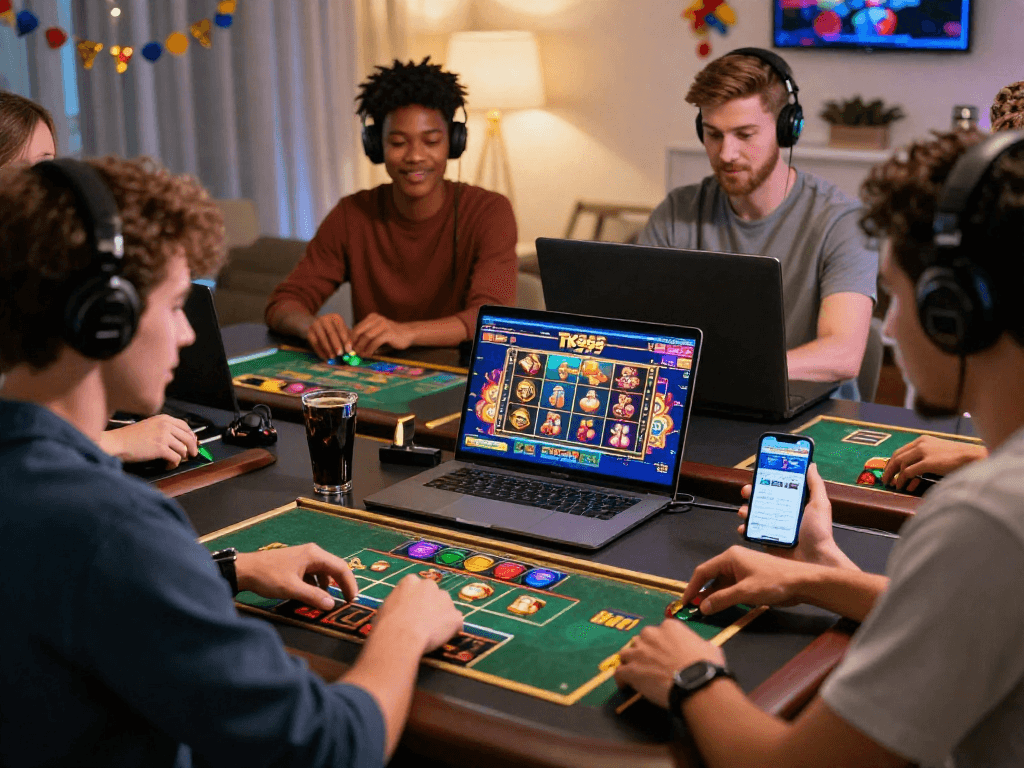 Players enjoying the TK999 online gaming experience with vibrant graphics and festive promotions