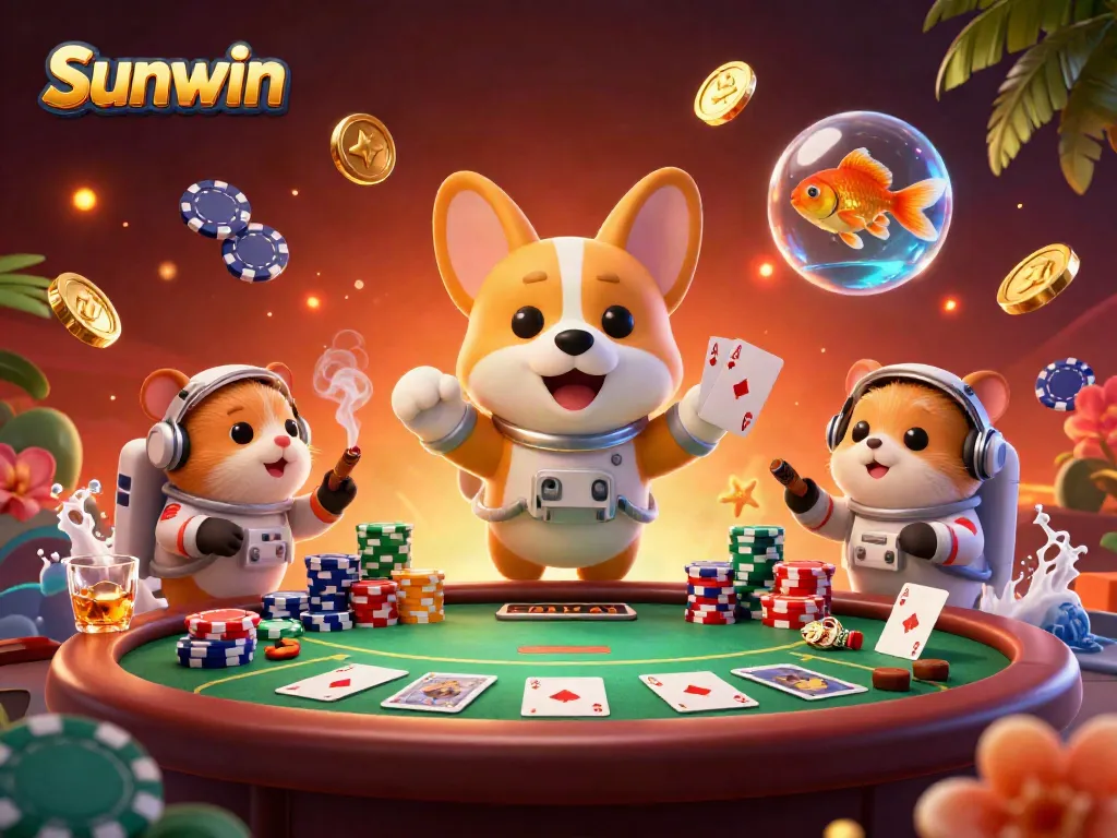 Engage in captivating gameplay at Sunwin in a vibrant casino setting with dynamic characters.