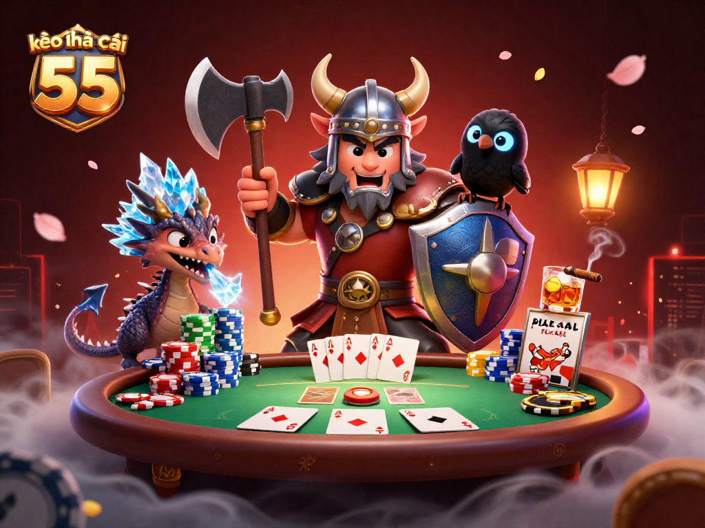 Experience thrilling poker action with kèo nhà cái 55 in this vibrant 3D scene featuring engaging characters!