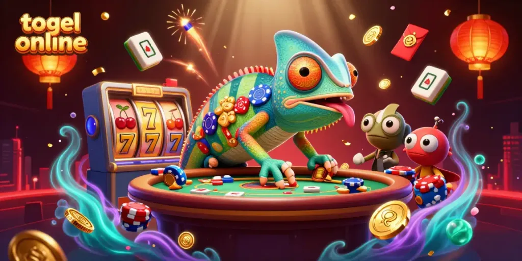 Experience thrilling togel online gameplay with vibrant visual elements and casino motifs.