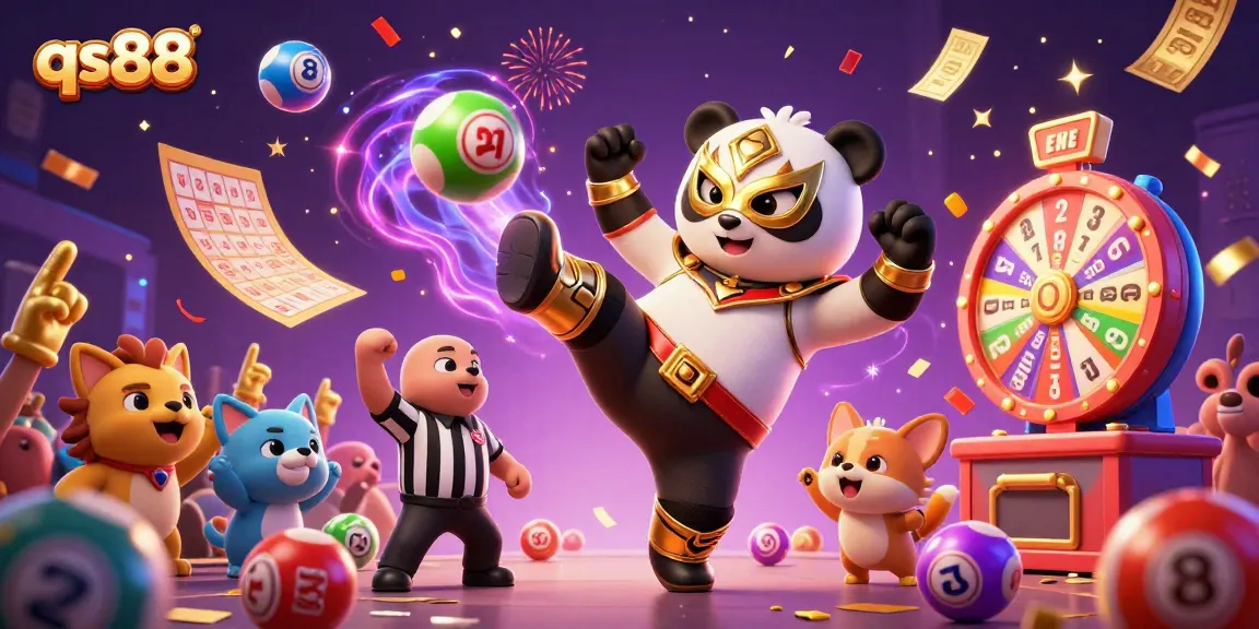 Engage with qs88's thrilling lottery action featuring excited animal fans and festive game elements.