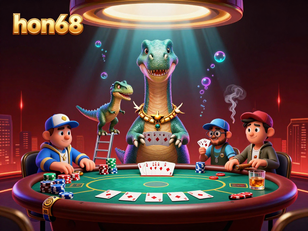 Experience thrilling casino action at hon68 with a giant brontosaurus dealer card games