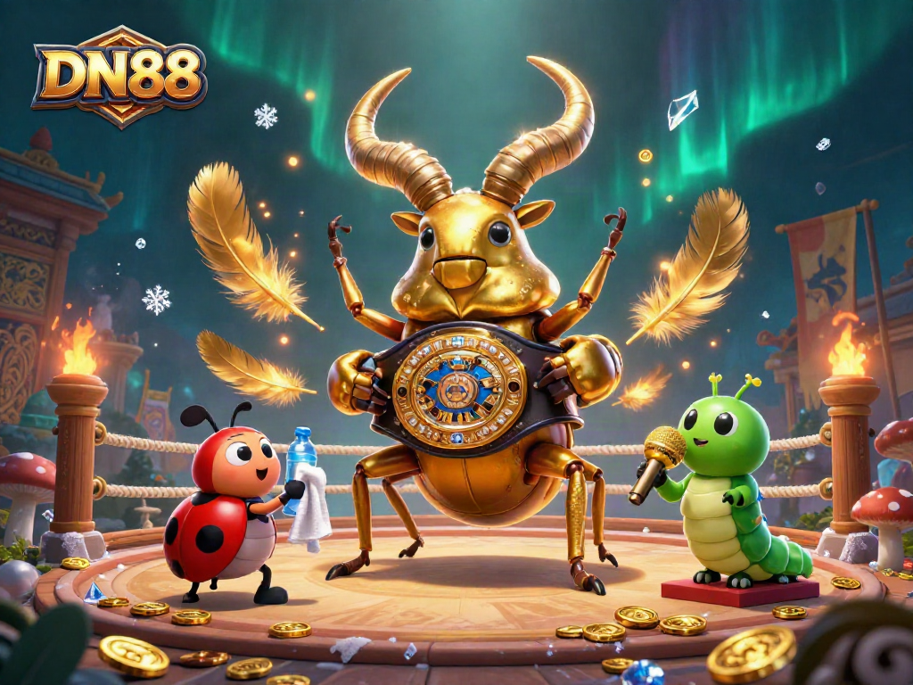 Experience thrilling action with DN88 in a vibrant 3D casino fight scene illustration.