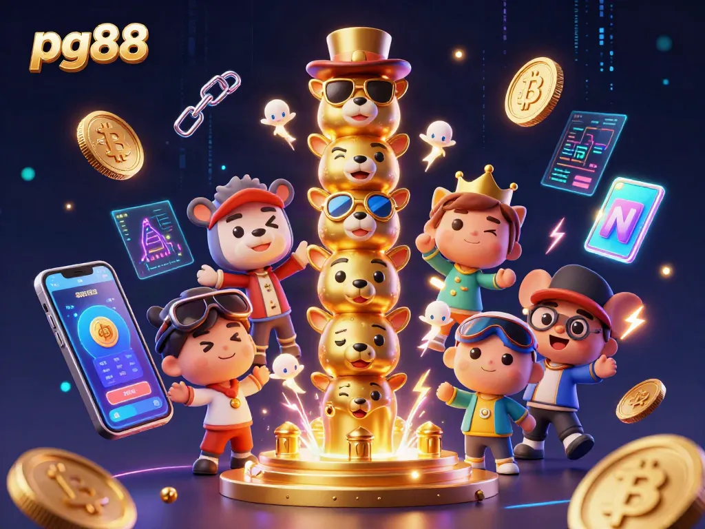 Spin and win at pg88 with vibrant casino elements and a golden totem in a dynamic 3D scene.