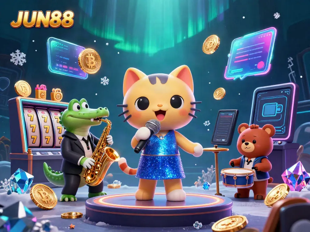 Engage in thrilling gameplay at JUN88, where vibrant characters bring a lively casino atmosphere.