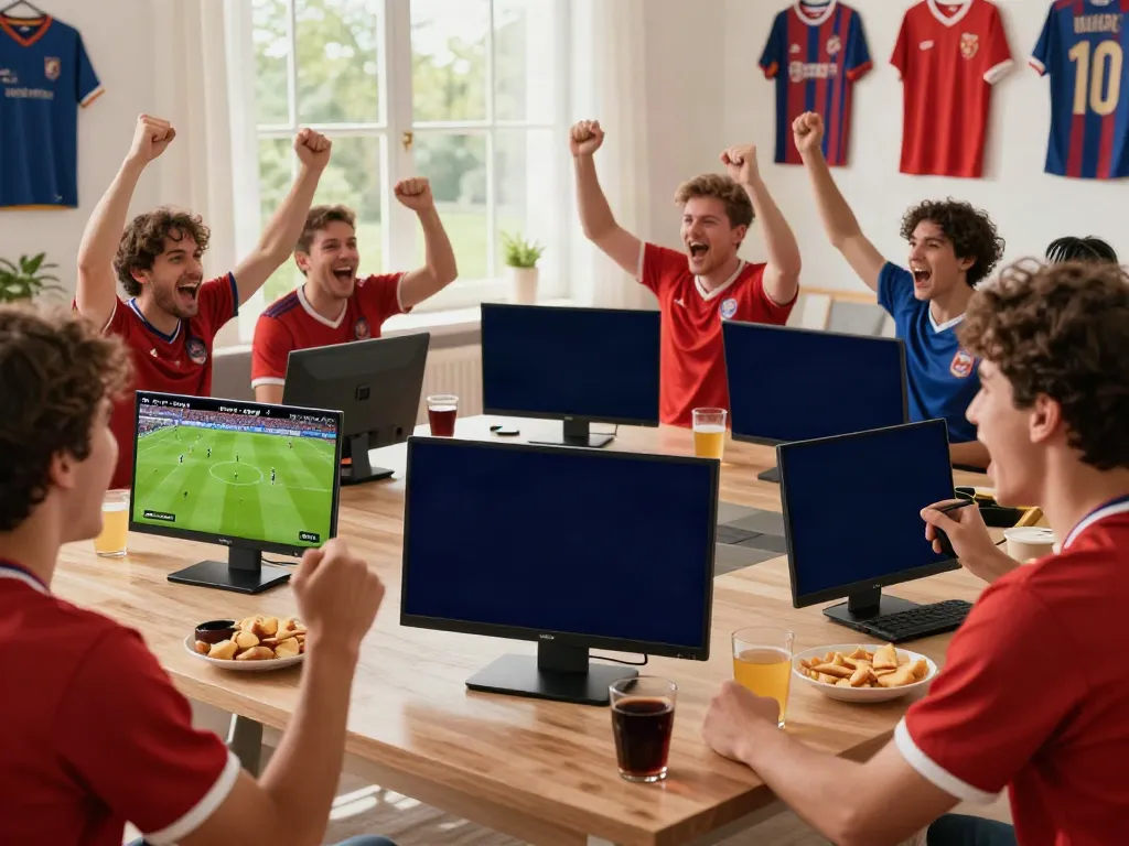Fans enjoying a live Gavangtv football match from home with excitement.