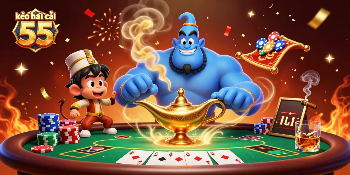 Experience vibrant poker action with the kèo nhà cái 55 characters in a dynamic 3D illustration.