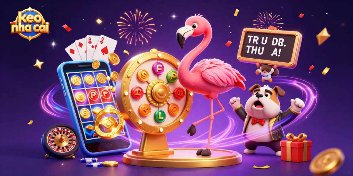 Experience the excitement of keo nha cai with a vibrant game show scene featuring colorful slot games and prizes