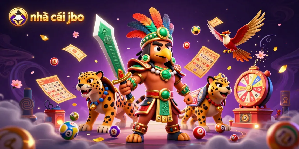 Experience thrilling action at nhà cái jbo with colorful lottery and gaming elements in dynamic illustration.