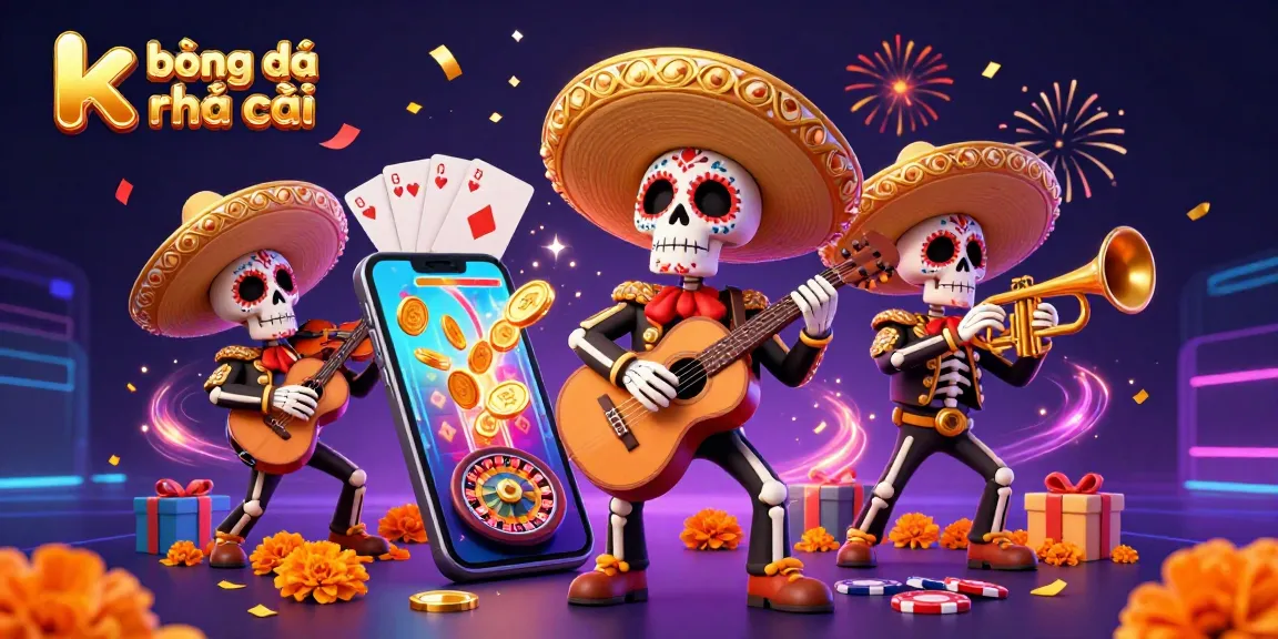Engage in kèo bóng đá nhà cái with a vibrant 3D illustration showcasing a mariachi band and gambling elements.