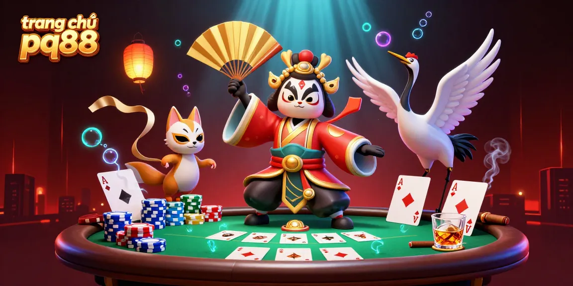 Explore the vibrant world of trang chủ pq88 through this stunning illustration showcasing a kabuki warrior and gambling elements.