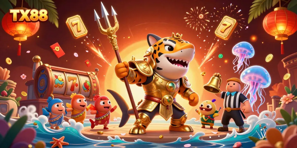 Experience thrilling casino excitement with TX88 amidst a vibrant underwater colosseum scene.