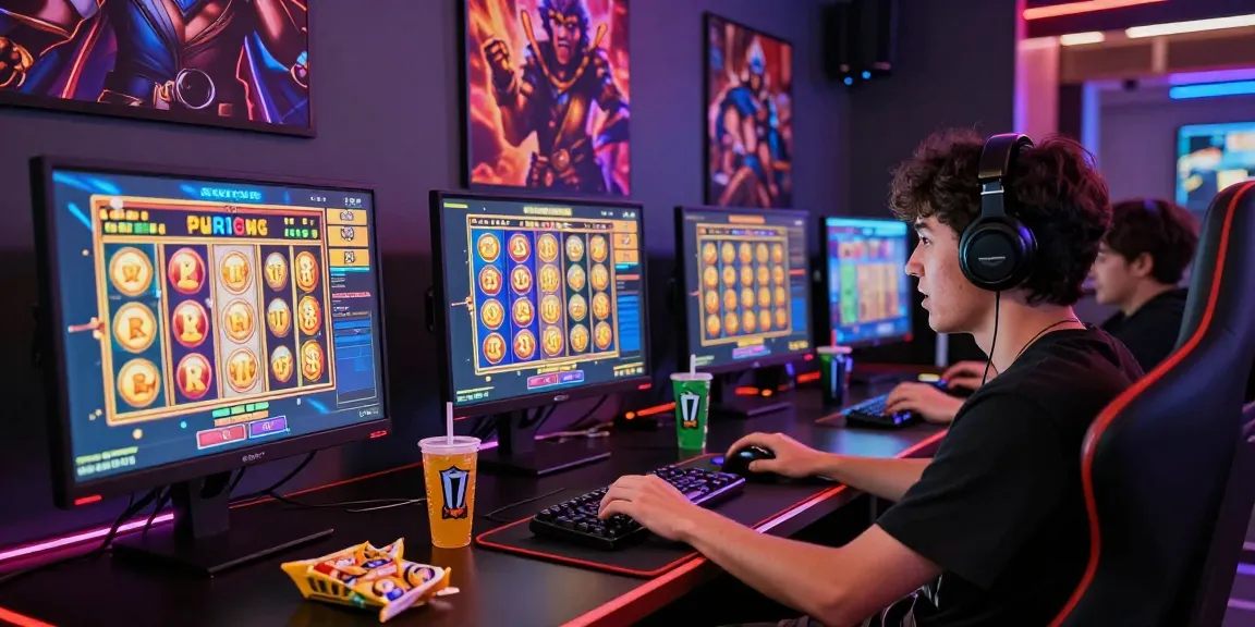Exciting online slot gaming scene with colorful graphics and an engaged player.