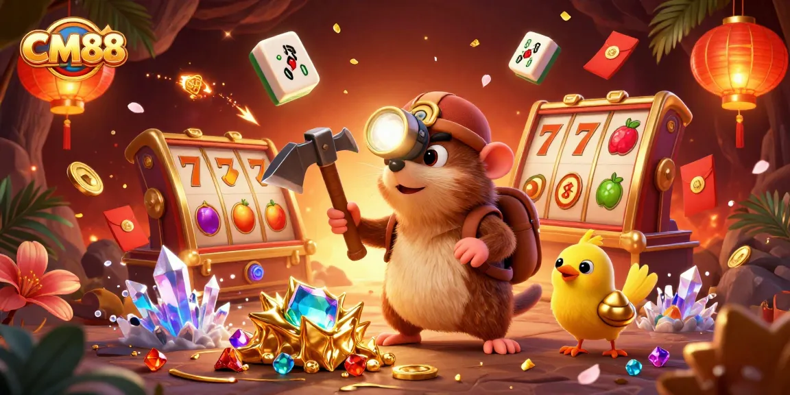 Experience CM88's vibrant casino scene with a treasure hunter mole and rich symbol dynamics for winning