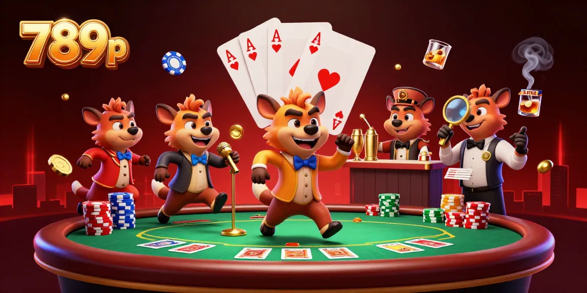 Engage in laughter and excitement at 789p's vibrant comedy casino club scene featuring playful hyenas.