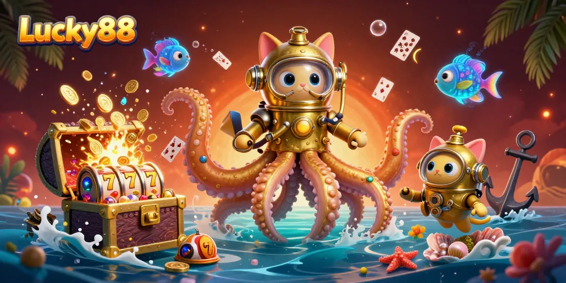 Experience big wins with Lucky88 in this vibrant casino-themed illustration featuring thrilling game elements.