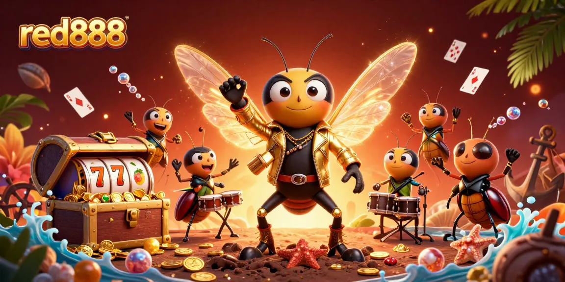 Experience the excitement of red888 with a vibrant casino scene featuring energetic characters.