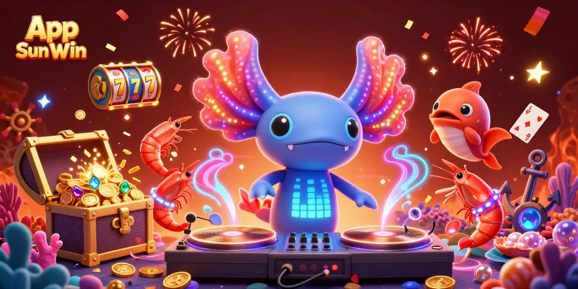 Spin and win with App Sun Win in a dynamic 3D casino-themed underwater scene filled with vibrant characters.