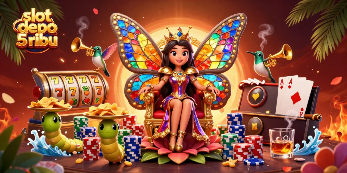 Spin to win with slot depo 5 ribu showcasing vibrant casino characters and exciting game elements.