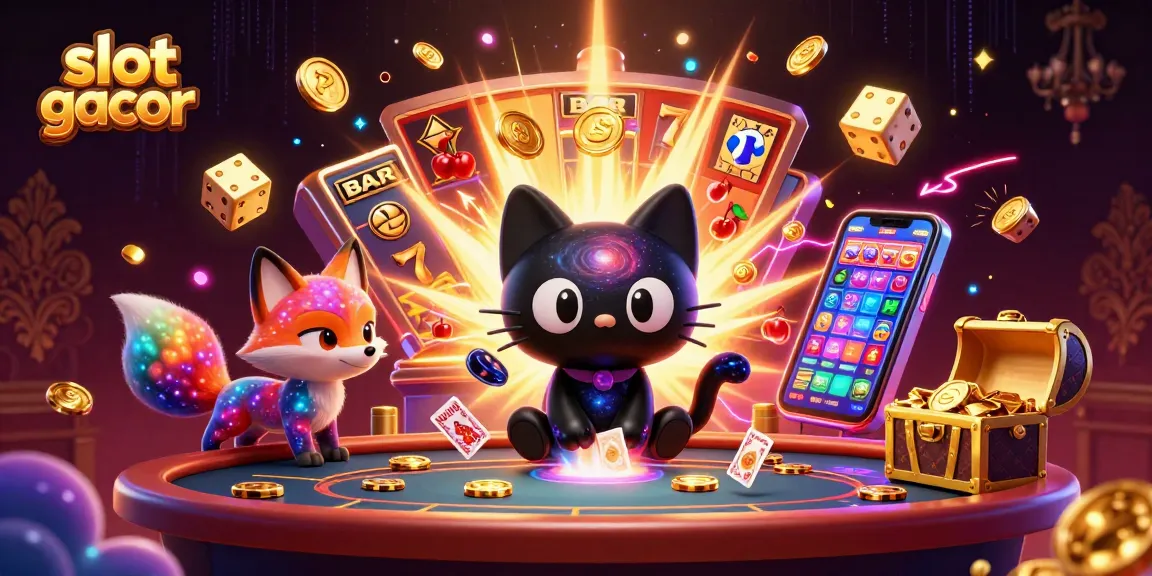 Experience thrilling wins with slot gacor in this vibrant casino illustration full of action.