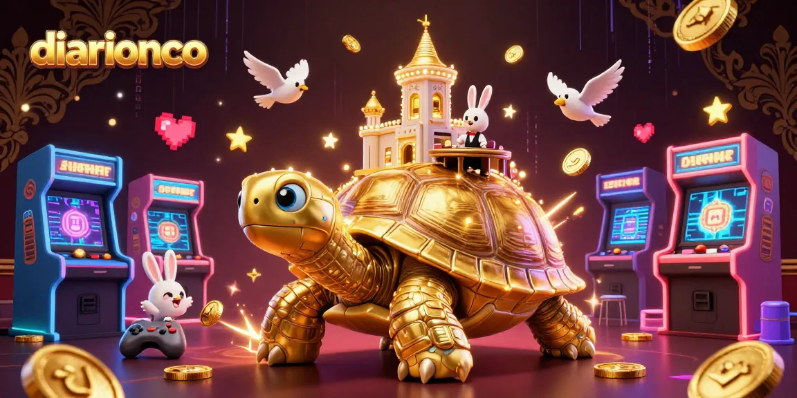 Experience vibrant casino action with diarionco, featuring a golden tortoise and a rabbit dealer.