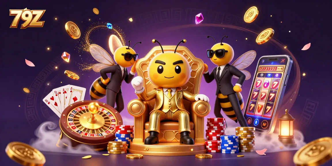 Experience the excitement of winning with the dynamic 79Z casino scene, showcasing a bold bumblebee boss and vibrant game elements.