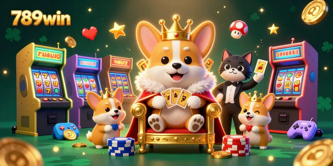 Experience the thrill of 789win with a vibrant casino-themed illustration featuring playful characters and game elements.