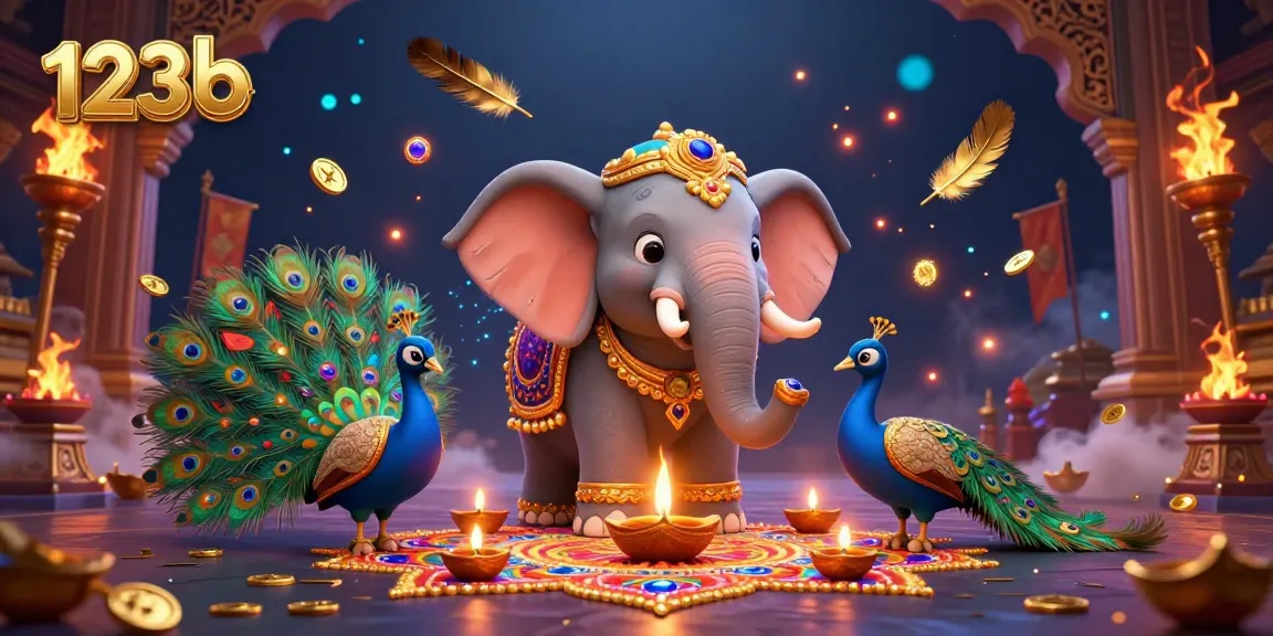 Experience the vibrant energy of 123b with a Diwali-themed casino illustration packed with colorful elements.