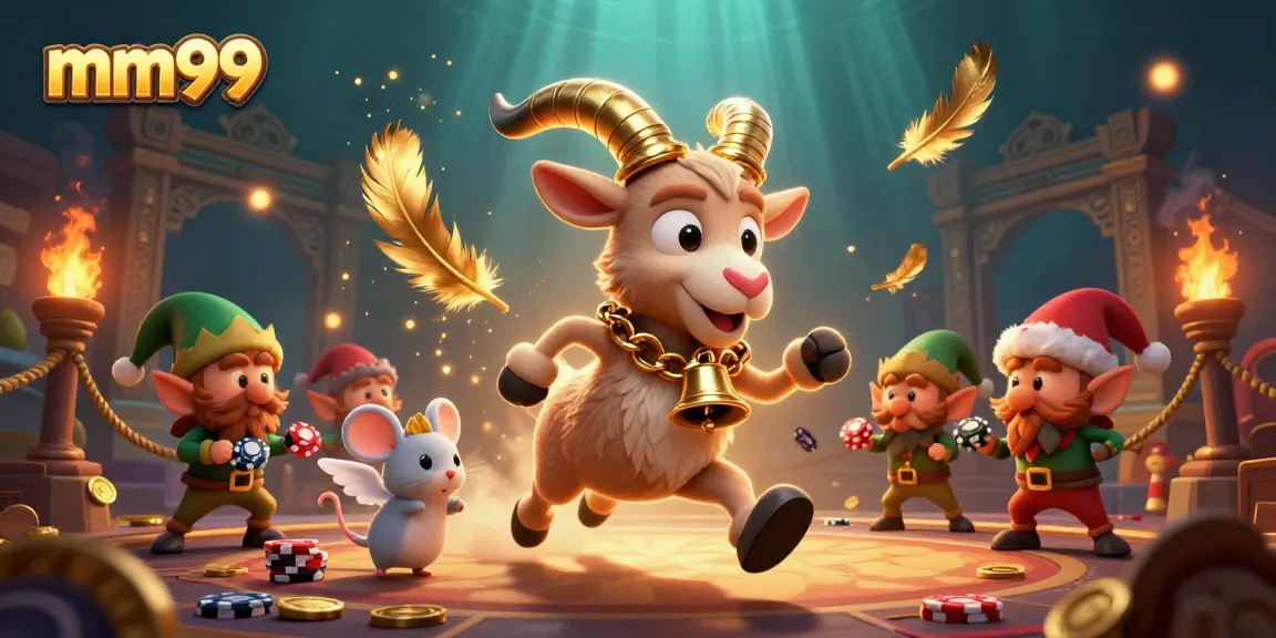 Experience the excitement of mm99 with a dynamic cartoon casino scene featuring unique characters and lively gaming action.