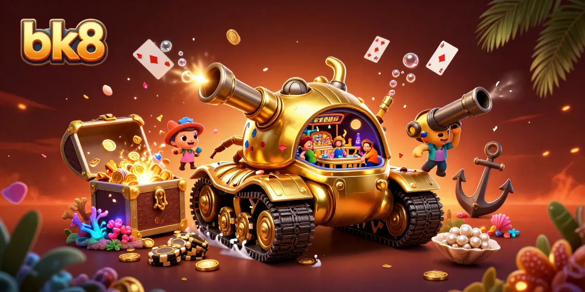 Play thrilling games at bk8, featuring a golden beetle tank casino amidst a colorful underwater scene.