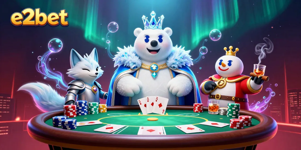 Experience thrilling gameplay at e2bet featuring a dynamic casino scene full of poker action.