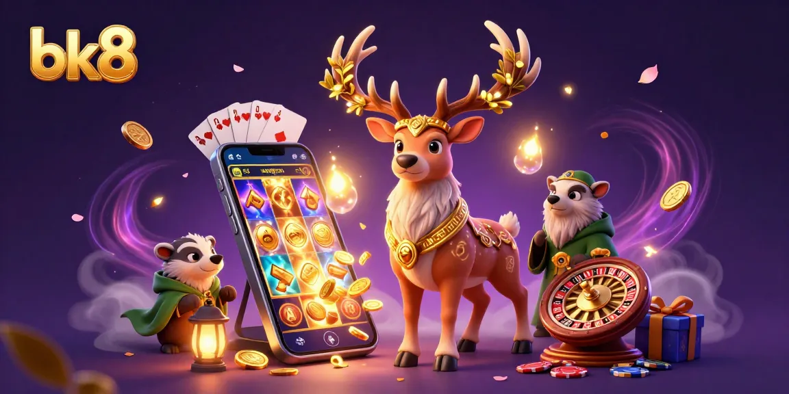Experience thrilling moments with bk8 as a Celtic stag and wise badger venture through a magical casino world.